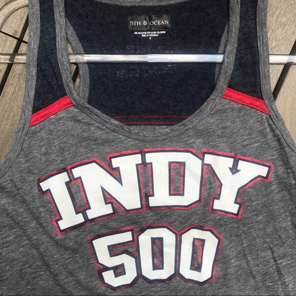 5th & OCEAN Grey Red And Navy Indie 500 Tank Top - Picture 4 of 6
